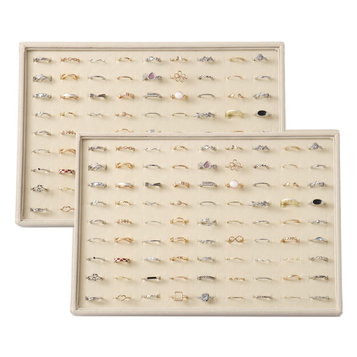 Large Velvet Jewelry Tray Display Drawer Inserts 2 Pack