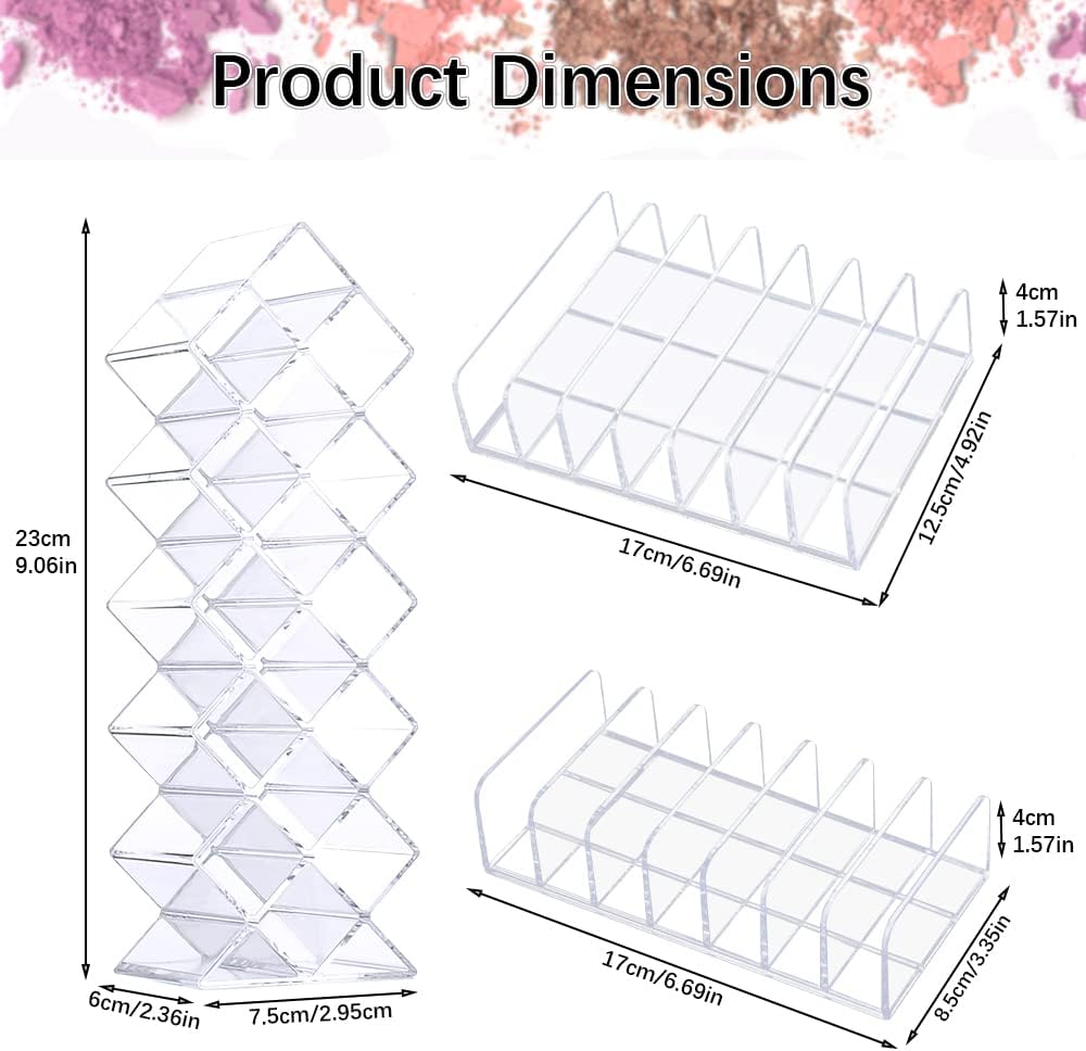 3Pcs Eyeshadow Palette Organizer, 7 Section Makeup Palette Organizer