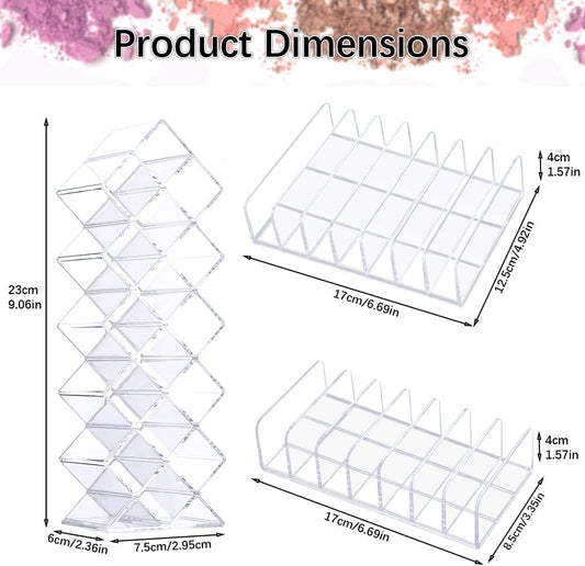 3Pcs Eyeshadow Palette Organizer, 7 Section Makeup Palette Organizer