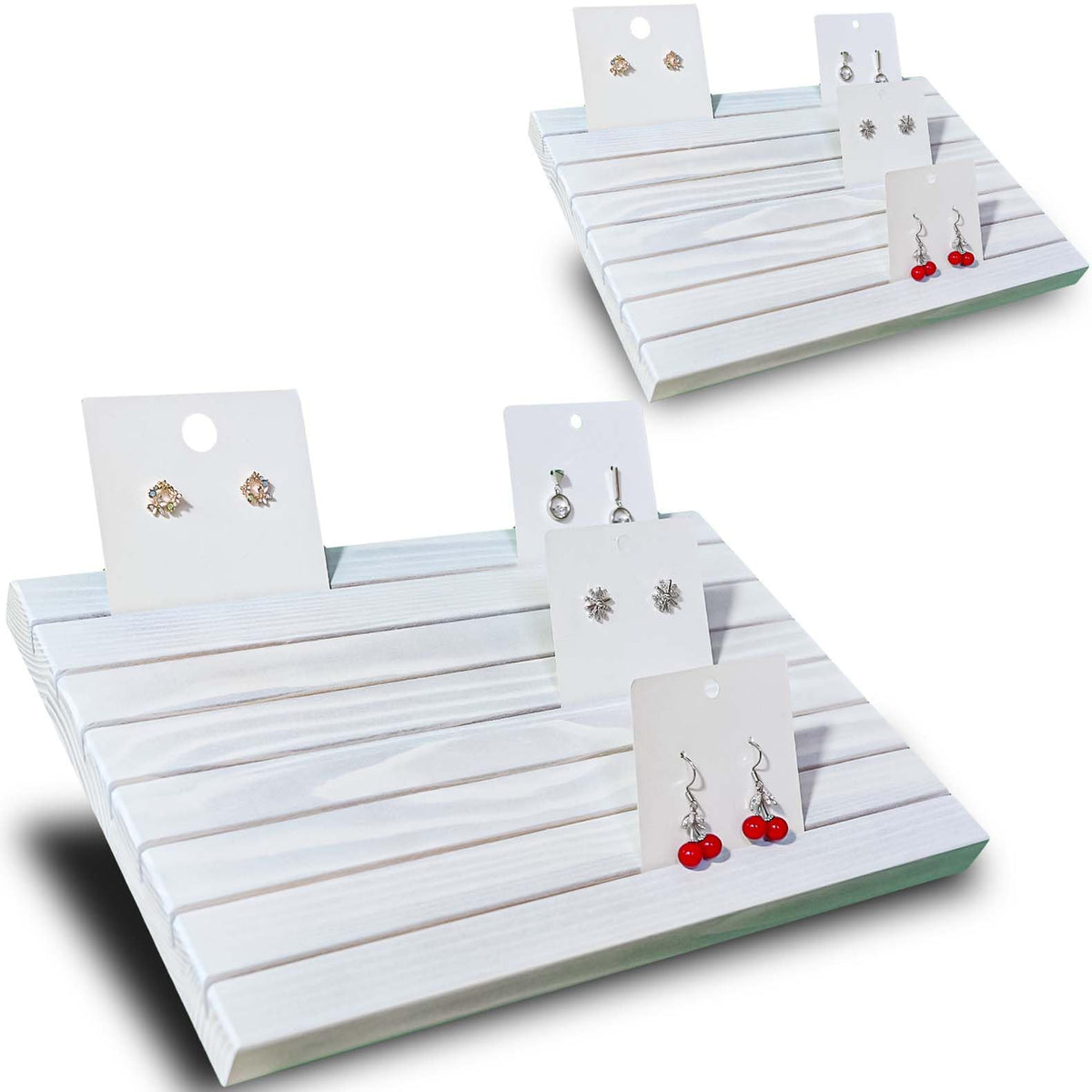 2pcs Wooden Portable Earring Card Display Stand For Vendors White