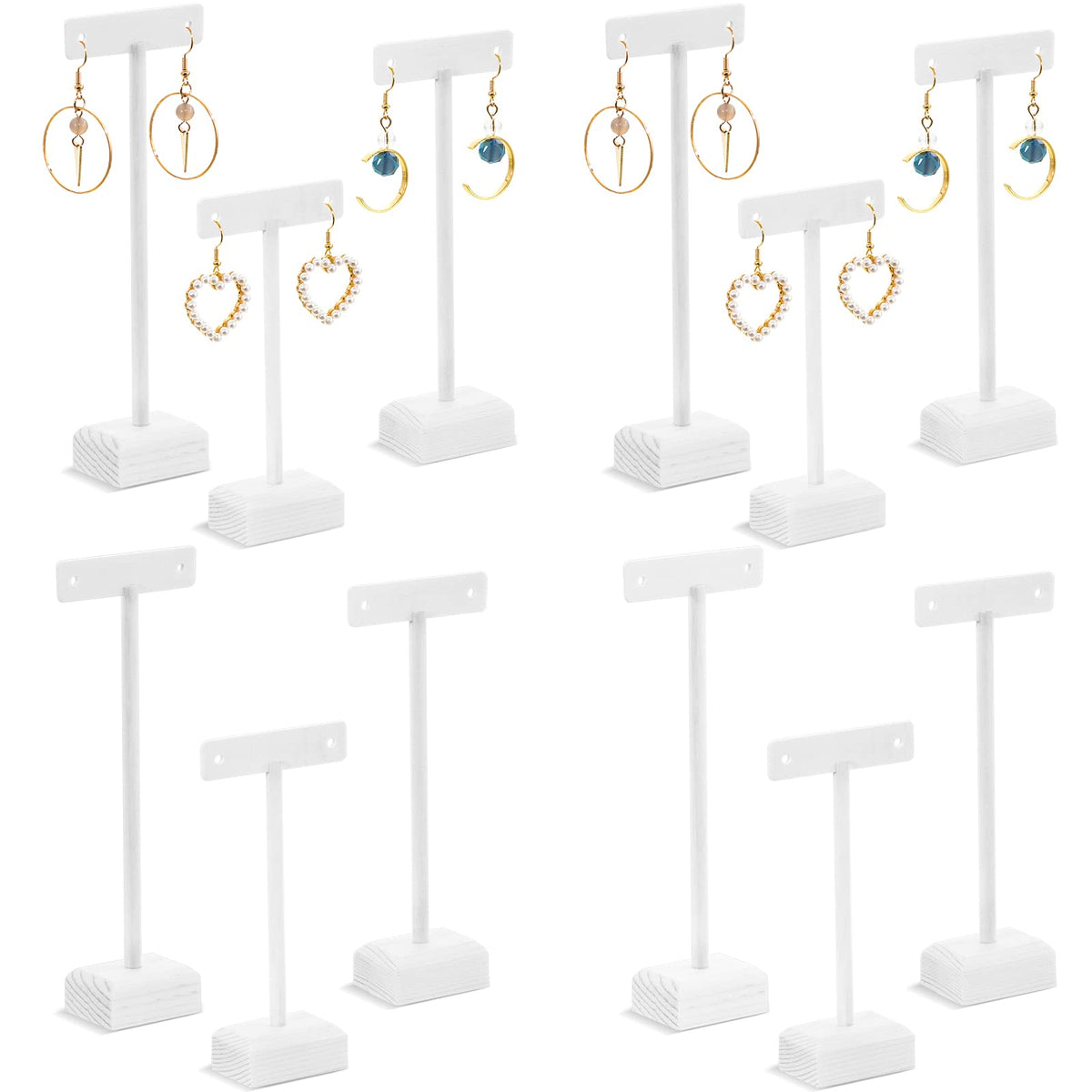 Marsui Earring Display Stands for Selling Set Wooden T Bar Jewelry Display Stand Holder for Necklaces Bracelet Showroom Trade