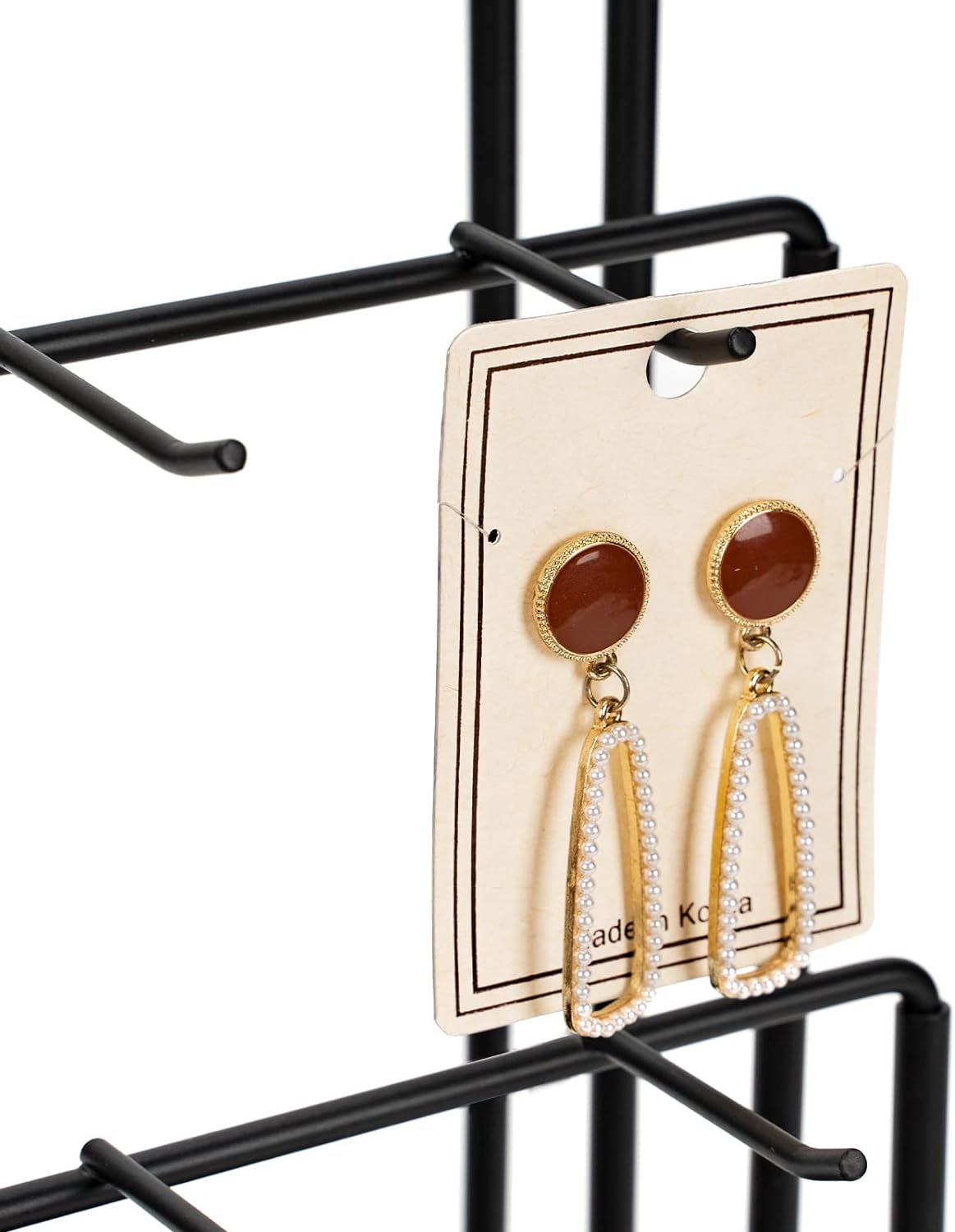 DGWJSU Earring Display Stands for Selling, Earring Rack Display Holder Stand, Jewelry Display for Selling Earring Cards, Bracelets, Hair Accessories, Rings, Necklaces (Rustic Brown, Common Size)