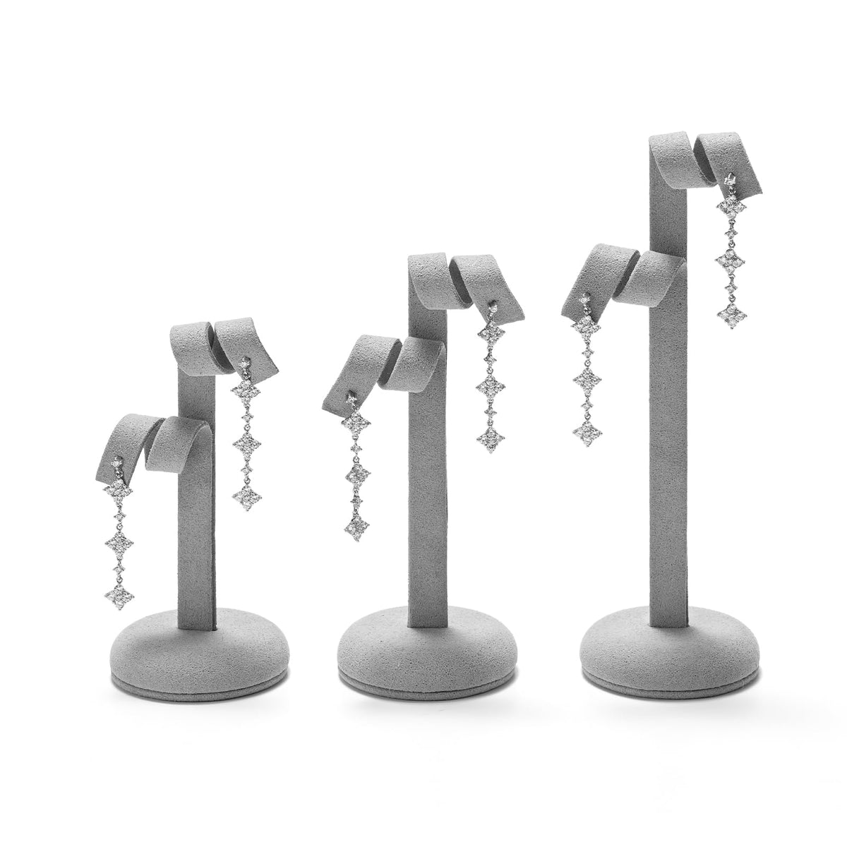 Beige Microfiber Earring Stand Set of 3