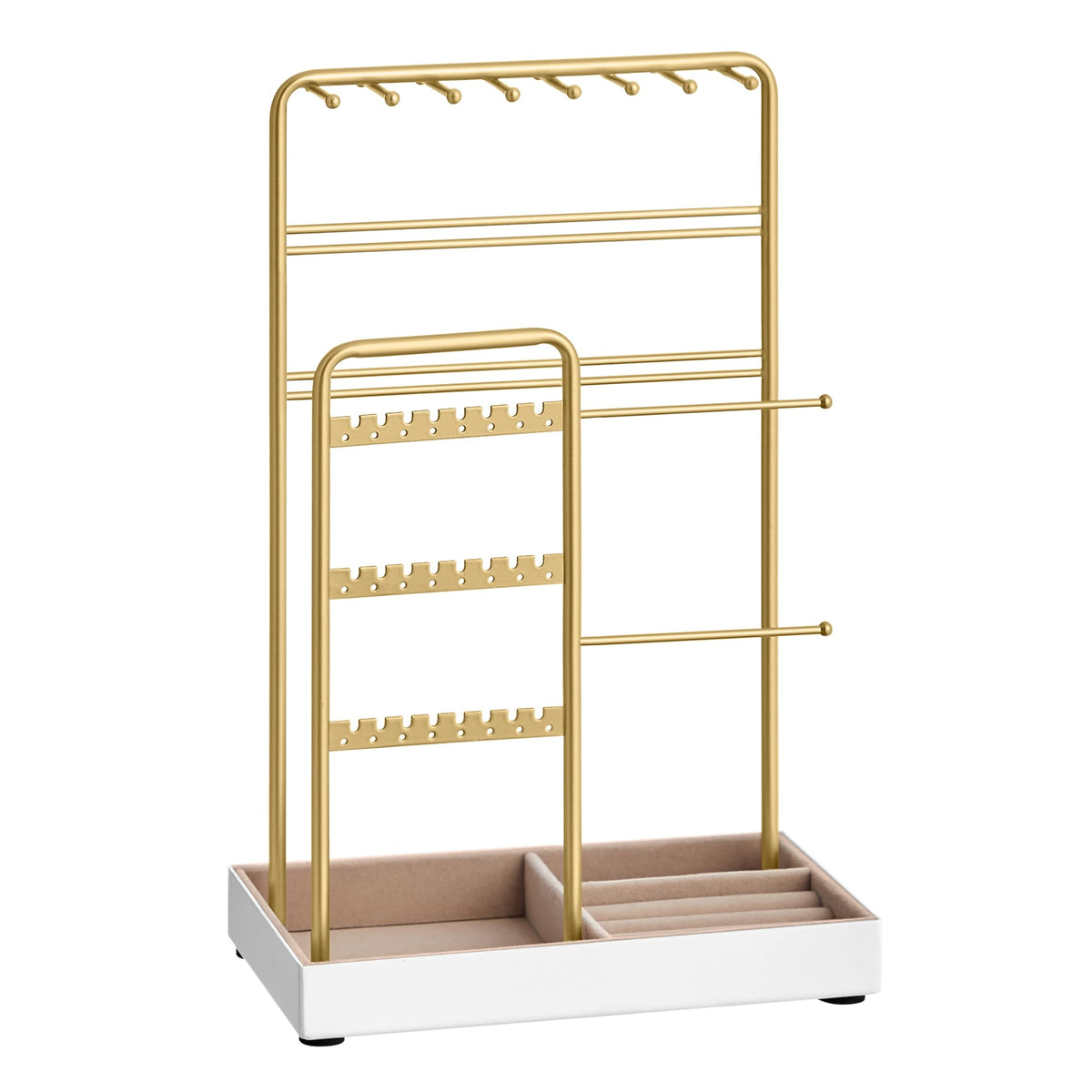 SONGMICS Jewelry Holder, Display Stand, Metal Frame, Velvet Tray