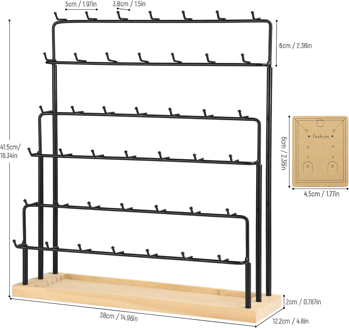 Earring Display for Vendors with Earrings Cards 6 Tier 42 Hooks
