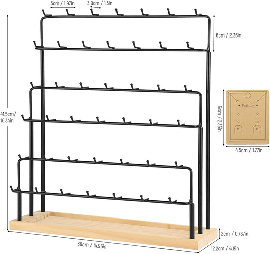 Earring Display for Vendors with Earrings Cards 6 Tier 42 Hooks