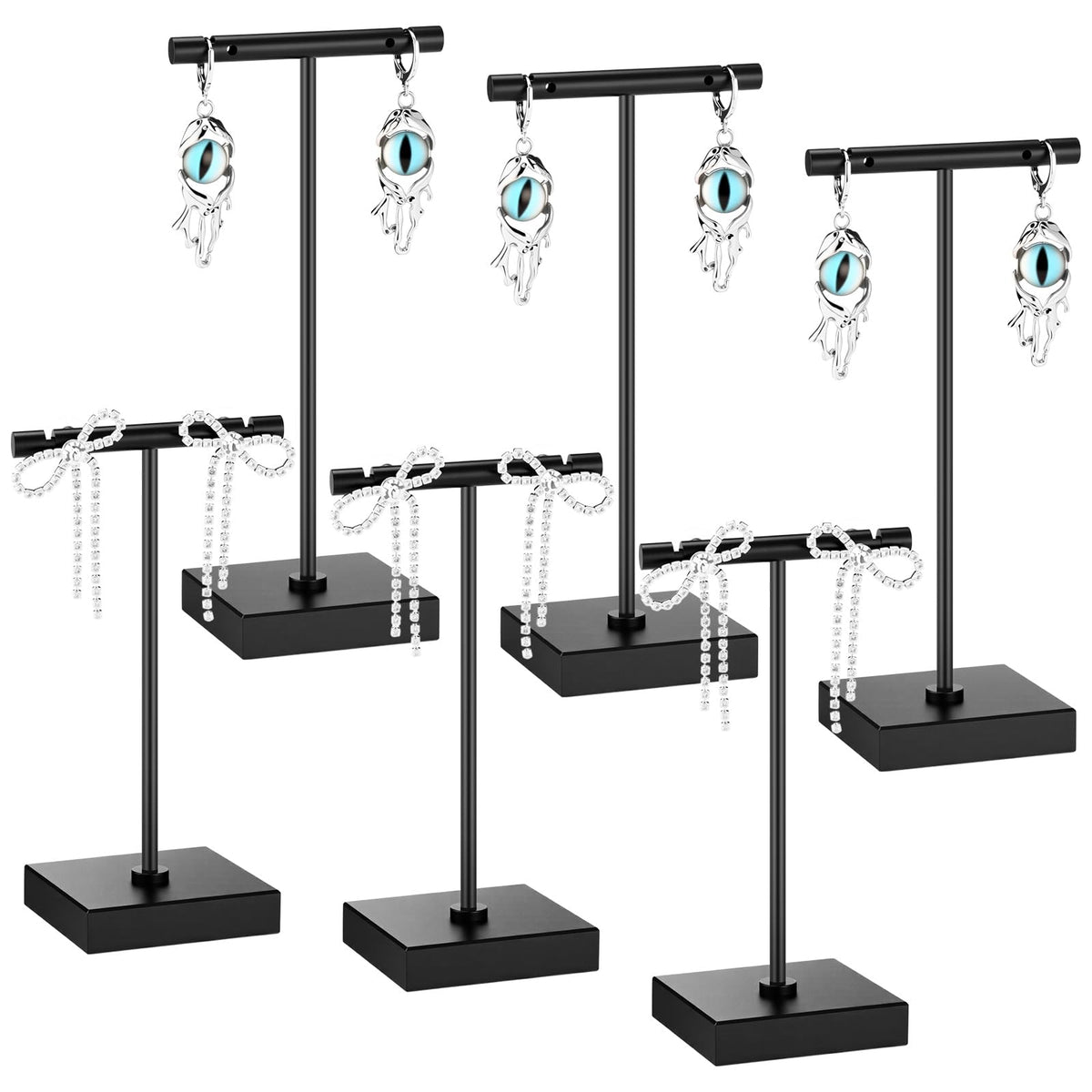 Kigeli 6 Pcs Metal Bar T Earring Display Stand, Gold