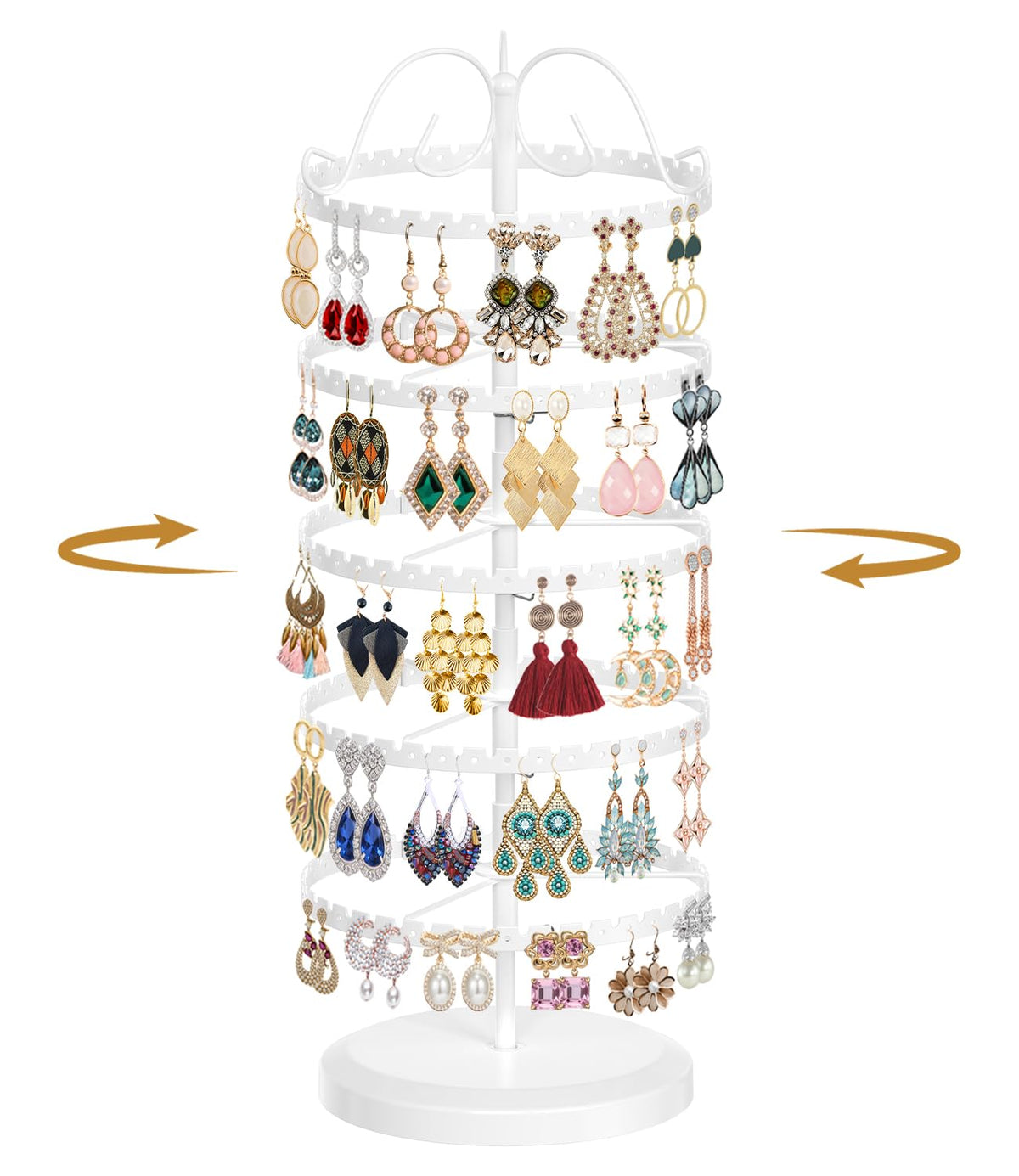 MODOWEY Rotating Earring Holder Organizer Stand Metal Display, 4 Tier Black