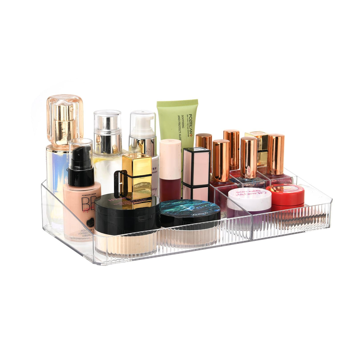 ZHIAI Stackable Organizer, Acrylic Cosmetic Organizer for Dresser, Vanity, Kitchen Cabinet, Bathroom, Under Sink, Home Organization and Storage (1 Top 5 Drawers)