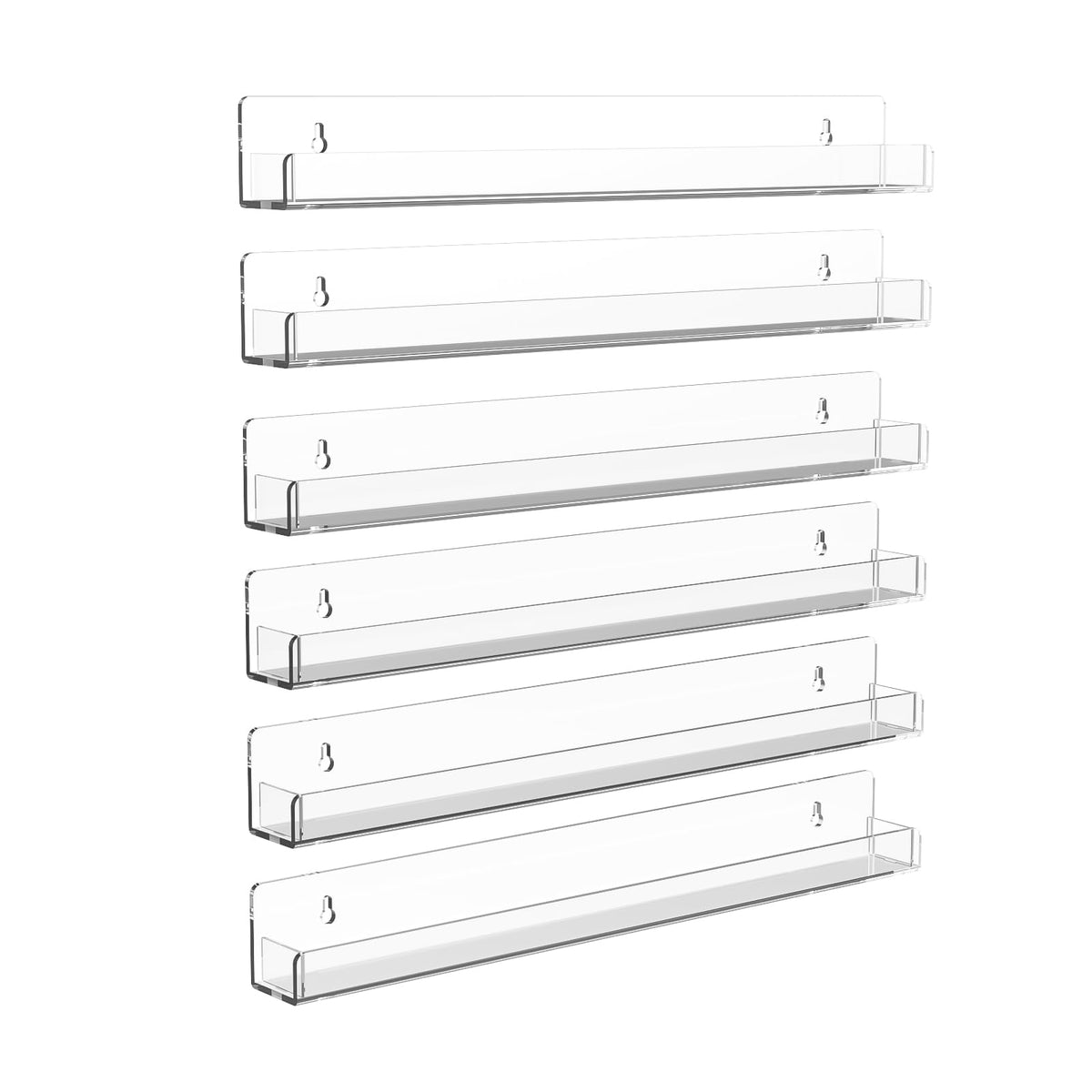6 Pack Clear Acrylic Nail Polish Rack 15" L x 1.6" W x 2" H