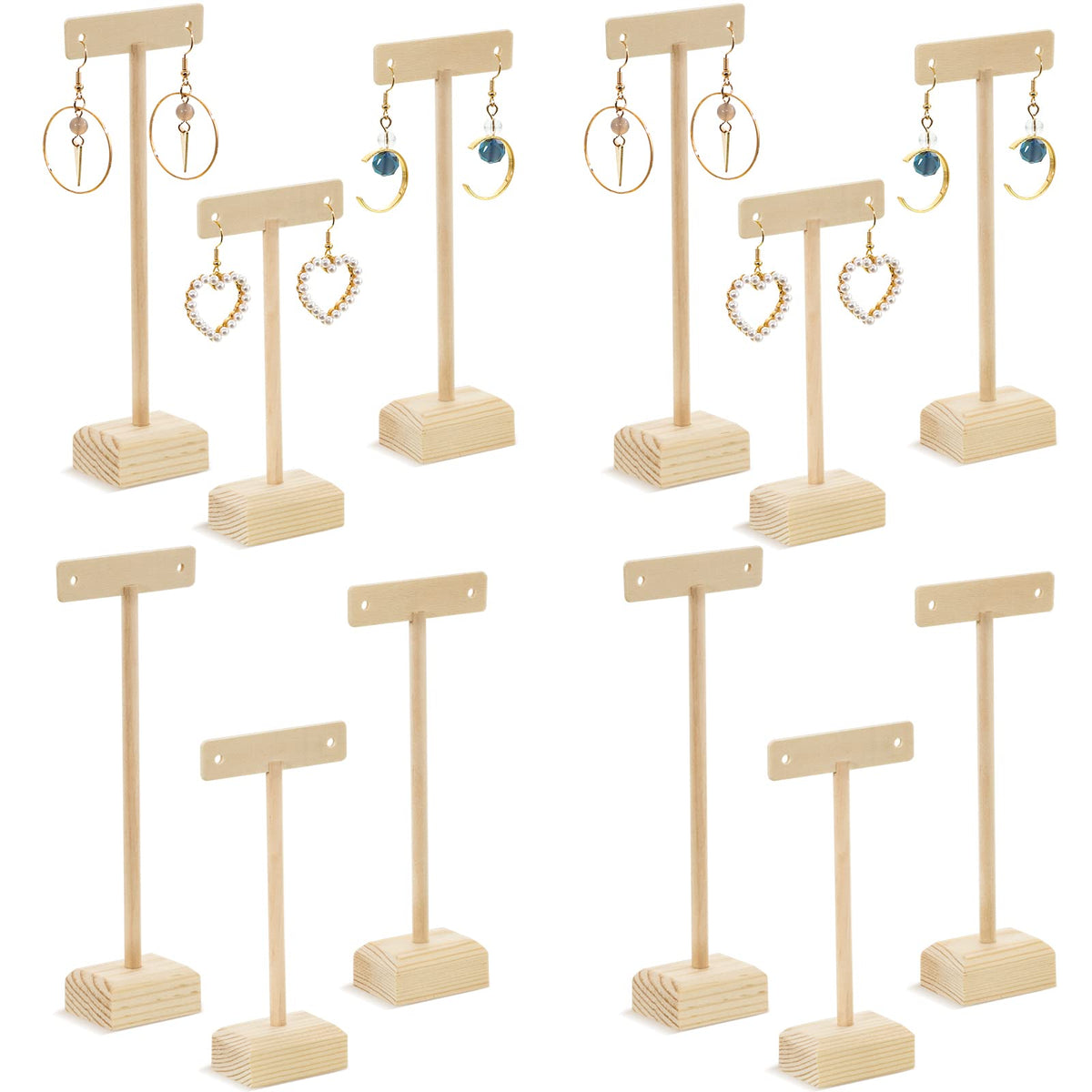 Marsui Earring Display Stands for Selling Set Wooden T Bar Jewelry Display Stand Holder for Necklaces Bracelet Showroom Trade
