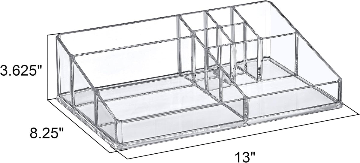 Amazing Abby - Tiffany - Acrylic Cosmetic Organizer (2-Pack), Transparent Plastic Makeup Holder, Compartmented, Shatter-Proof, Perfect Bathroom Vanity Storage Solution for Beauty Supply, Large