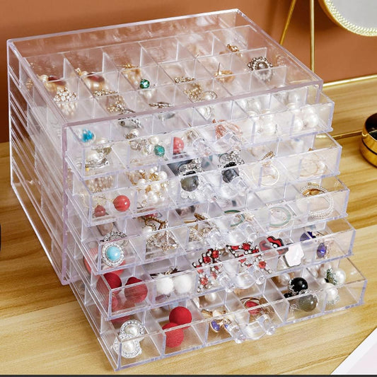 YUFONG Earring Storage Box Organizer 5 Drawers with 120 Small Compartments