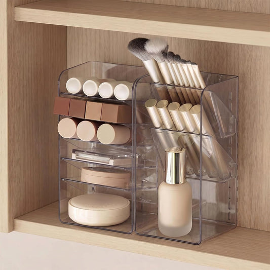 PAVSTINE 2 Pack Medicine Cabinet Organizer with Adjustable Dividers, Clear