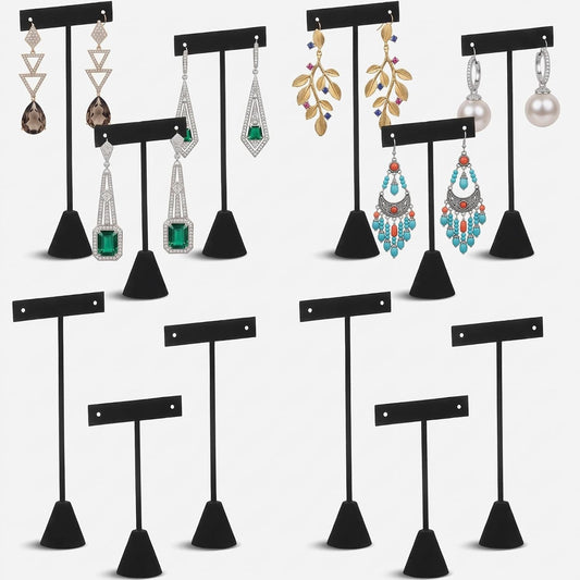 Marsui 12 Pcs T Bar Earring Display Stand Set with 3 Heights,Black