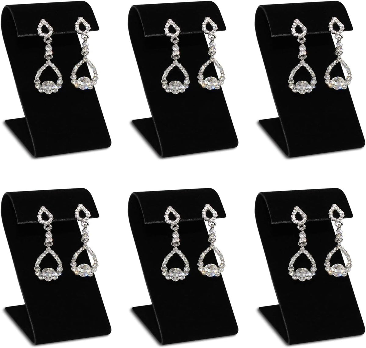 MOOCA 6pcs Earring Stand Displays Jewelry Display Stands, Black Velvet