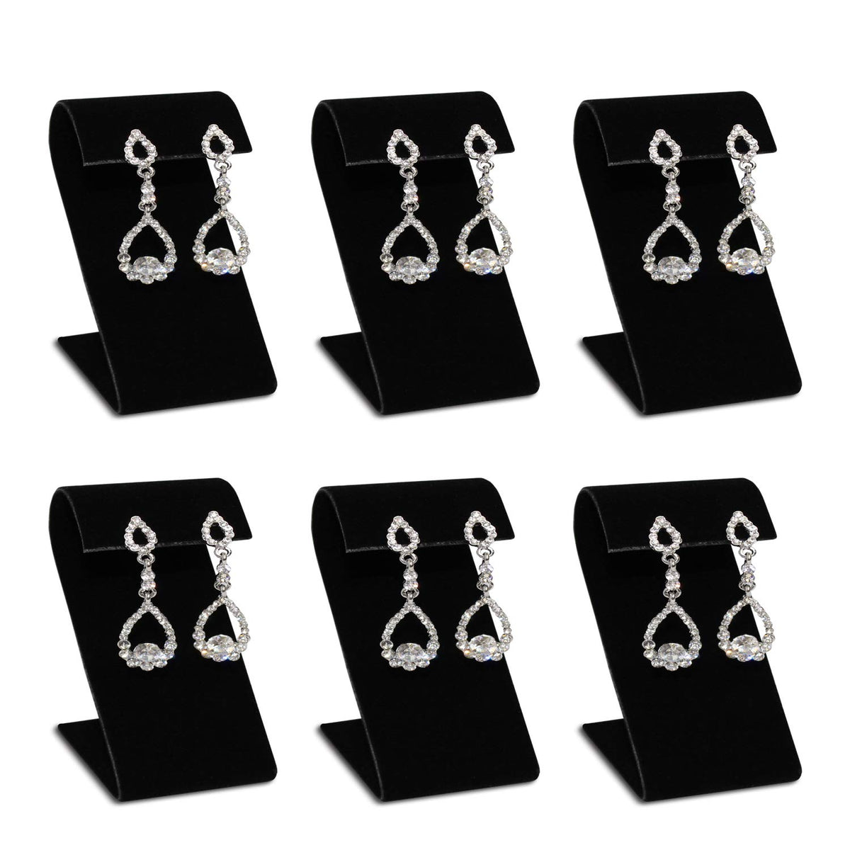 MOOCA 6pcs Earring Stand Displays Jewelry Display Stands, Black Velvet