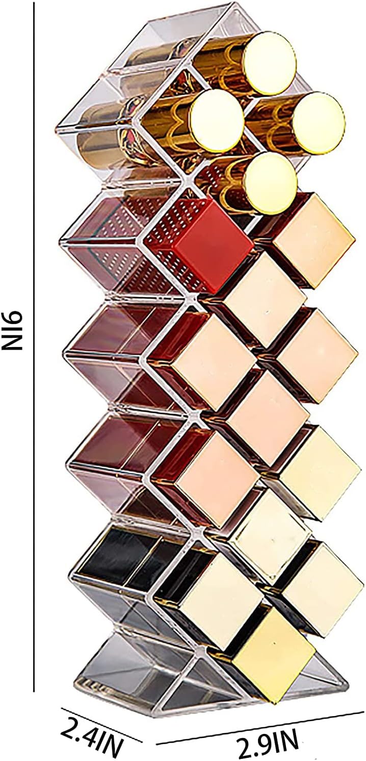 Cedilis 4 Pack Clear Acrylic Lipstick Holder Organizer, 64 Slot