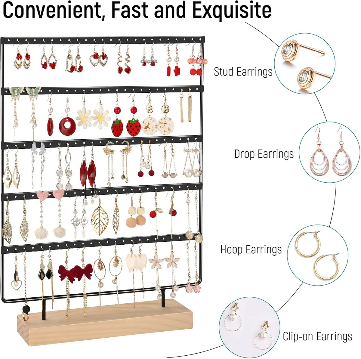 Earring Holder Organizer,Earring Display Holder Stand for Hanging Earrings,Earring Tree(120 Holes,5 Layers)