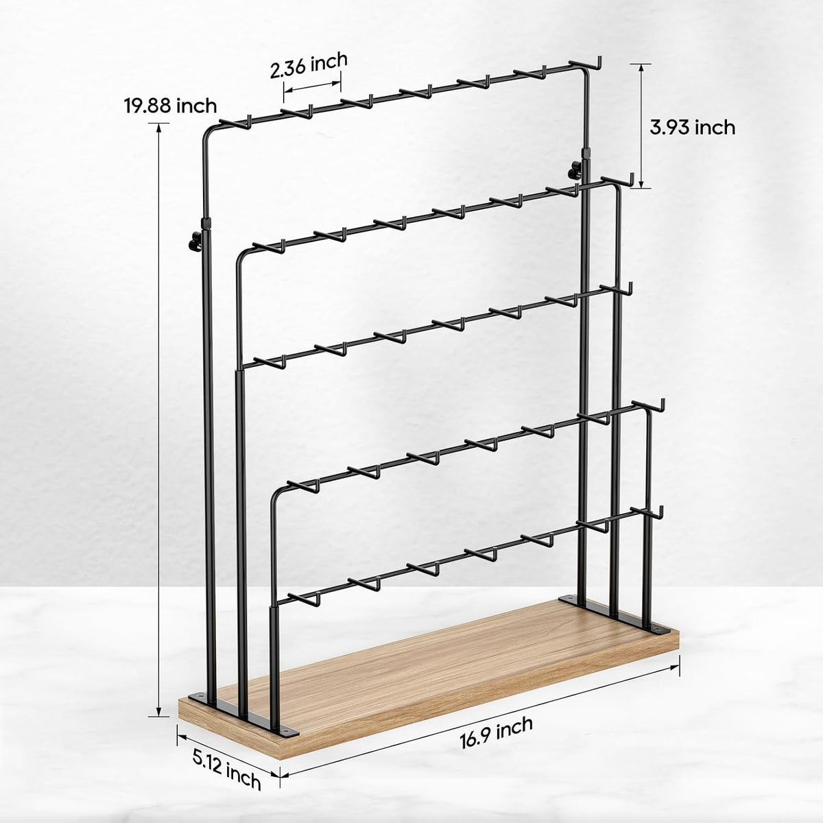 ORLESS Jewelry Display for Vendors,35 Hooks Earring Display Stand for Selling, Necklace Display Holder for Selling, Earring Cards Organizer for Bracelets, Rings, Jewelry Towers, Original Wood