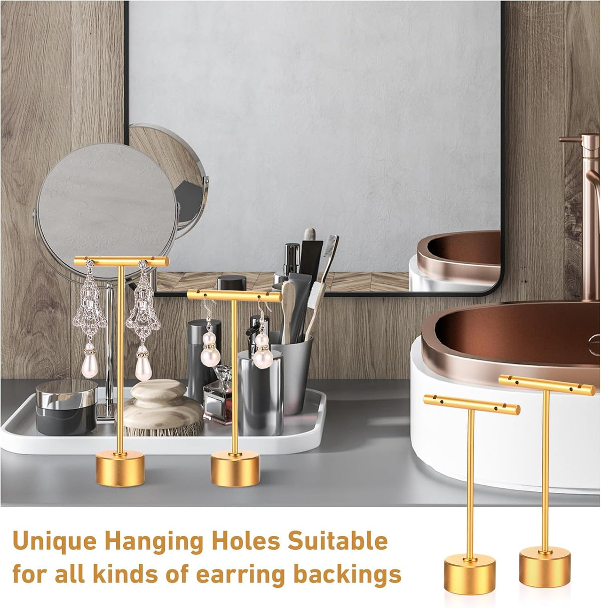 Kigeli T Bar Metal Earring Display Stand with 2 Heights
