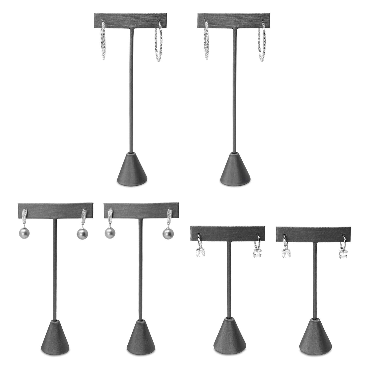 Ikee Design 6Pcs Set Earring Stand Display 3 sizes Ht., Natural Linen