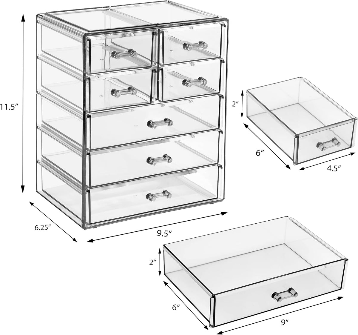 Sorbus 7-Drawer Makeup Organizer with Small & Wide Drawers (Clear)