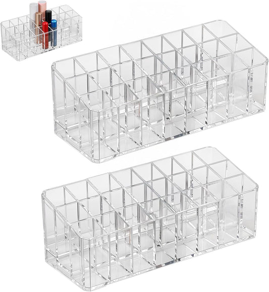 2 pcs Rollerball Perfume Organizer, 48 Spaces Clear Acrylic Perfume Storage Holder Beauty Scent Holder, Makeup Lipgloss Lipstick Display Case