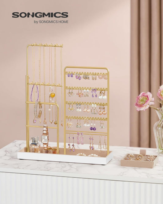 SONGMICS Jewelry Holder, 12.1 to 18.7 Inches Height Adjustable Stand