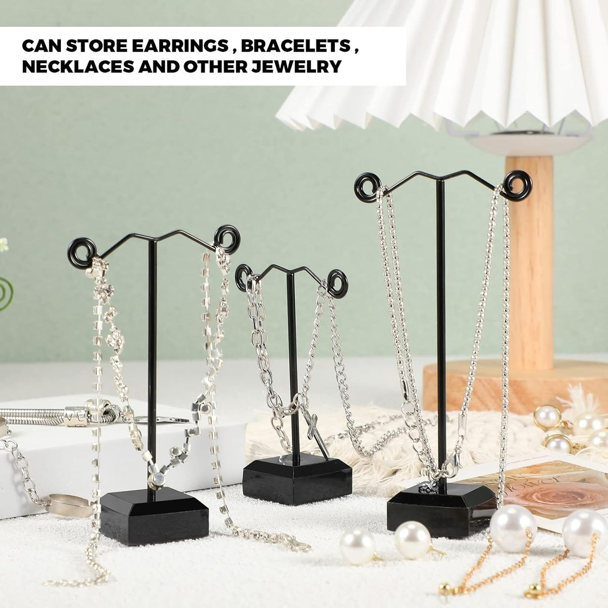 Macarrie 18 Pcs Metal Earring Holder, T Bar Earring Display Stand Black