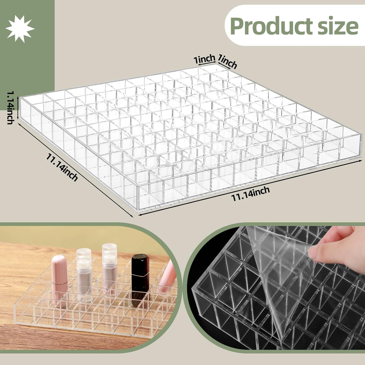 Mumufy Lipstick Holder Clear Acrylic Makeup Organizer Display, 100 Slot