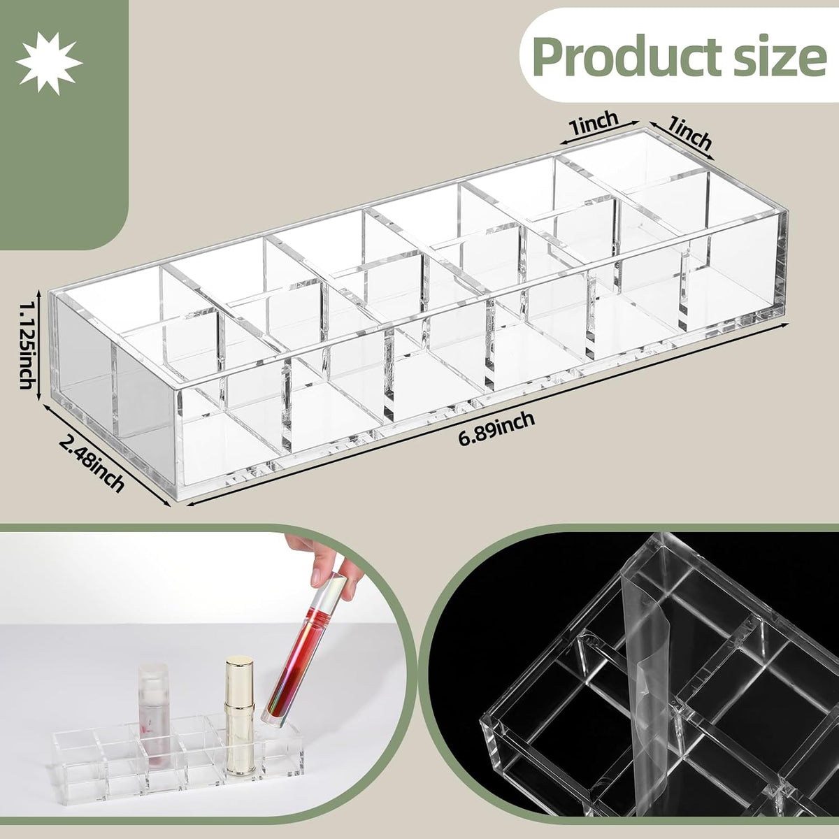 Kigley Clear Lipstick Organizer Acrylic Lip Gloss Holder