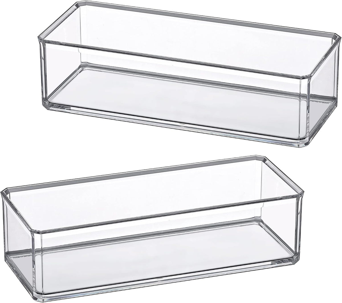 Amazing Abby - Glamour - 2-Pack Acrylic 1-Compartment Makeup Organizer, Transparent Plastic Lipstick Holder, Perfect Bathroom Vanity Storage Solution for Lipsticks, Nail Polishes, and More