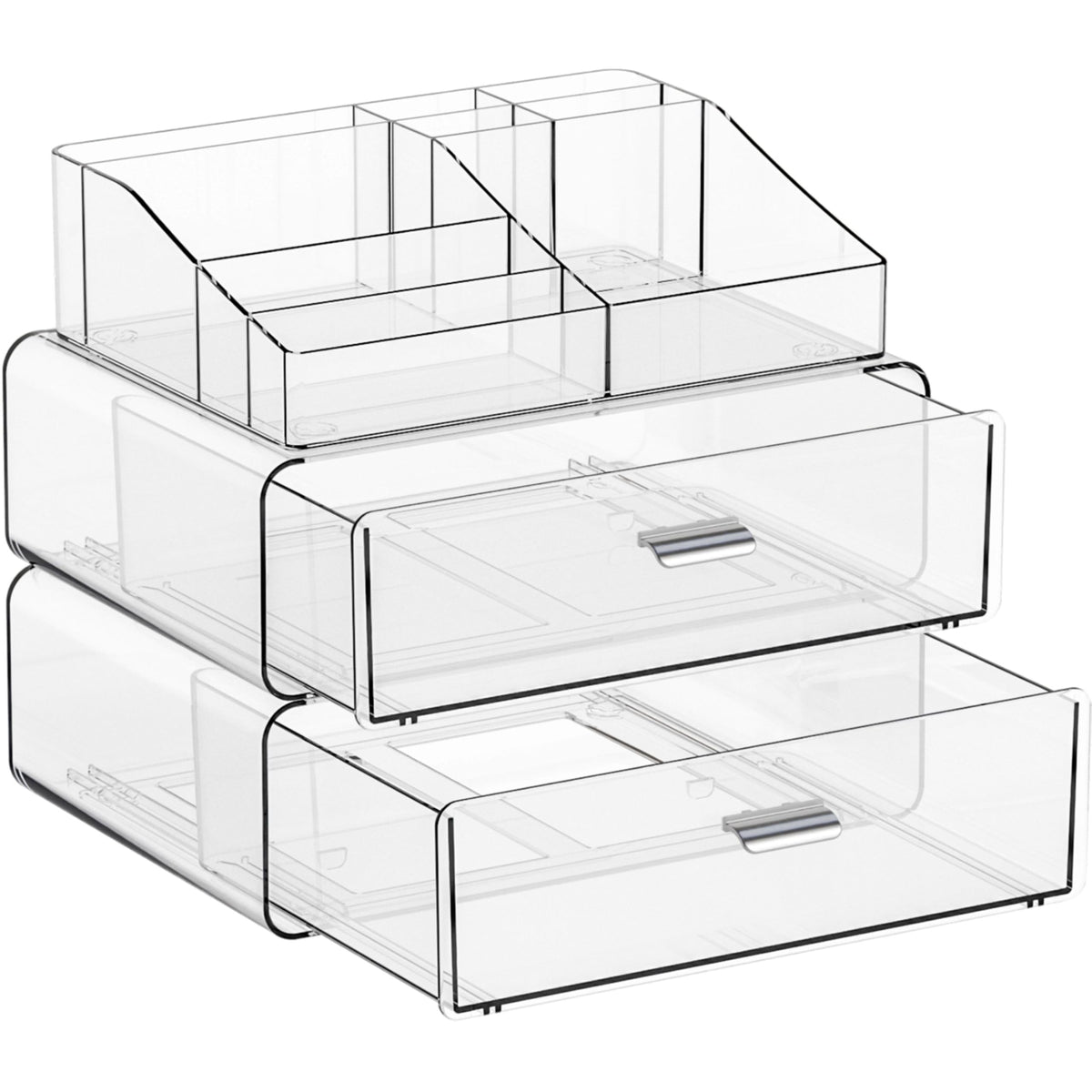 Yieach 3 Tier Clear Acrylic Makeup Organizers with Drawers,Tiered Countertop Make up Storage Organizer for Dresser Top and Bathroom Vanity,Plastic Makeup Stand for Brush,Skincare,Beauty Organizers