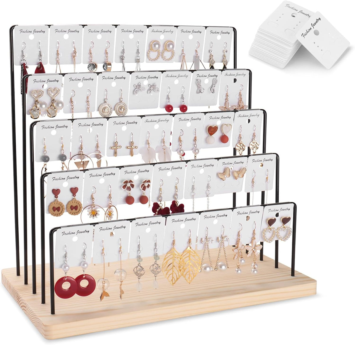 Earring Display Stand for Selling, Earring Rack Display Holder with 40 Earring Cards, 5 Tiers Jewelry Display for Vendors