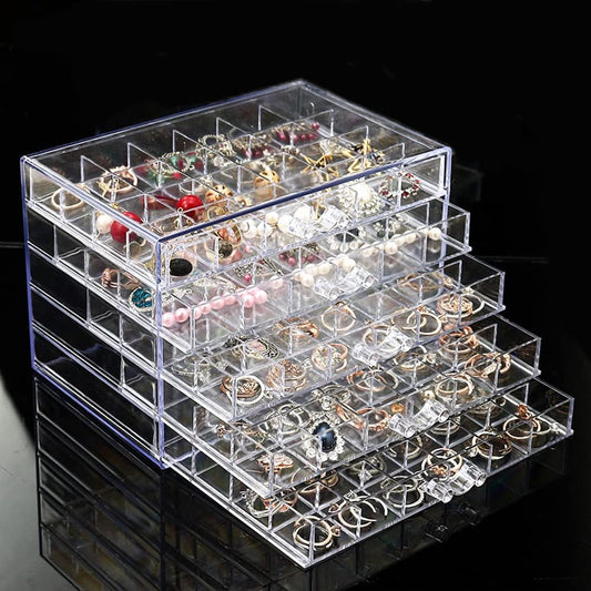 YUFONG Earring Storage Box Organizer 5 Drawers with 120 Small Compartments