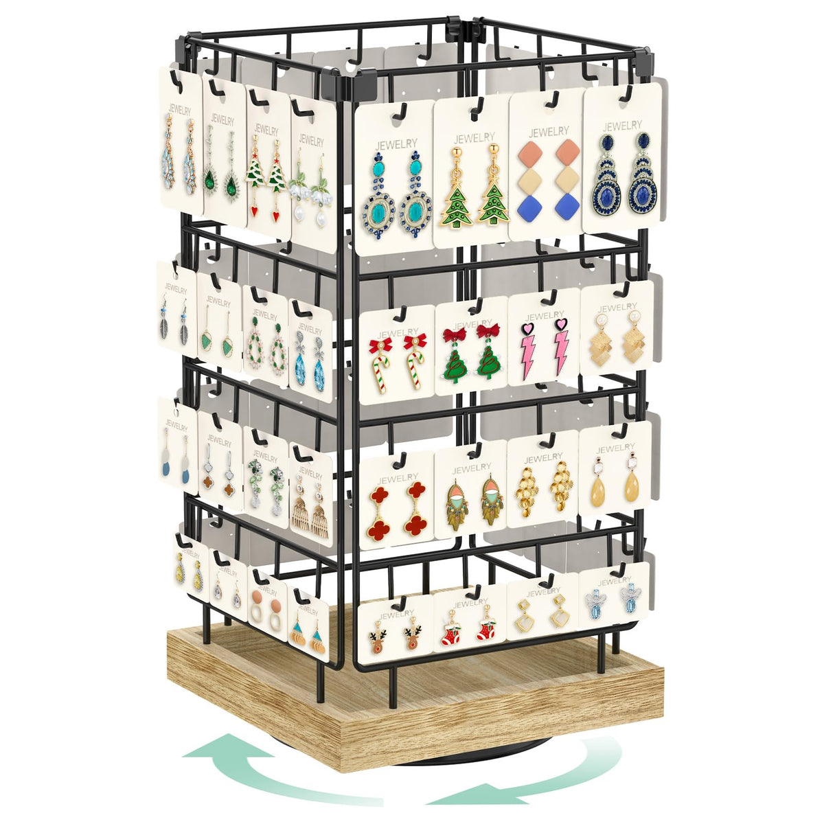 EsLuker.ly Rotating Earring Display Holder Stand for Vendors Selling, Black