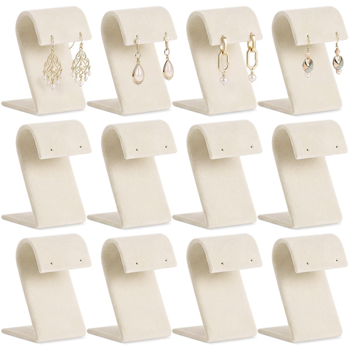 RattanView 12 Pieces Black Velvet Earring Display Stand Arc-shaped