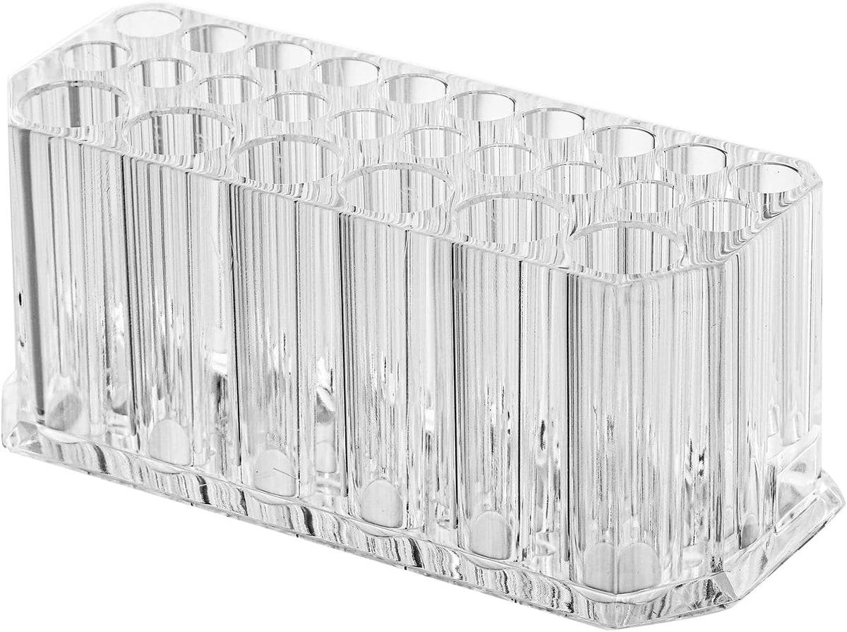 Foraineam 3 Pack Acrylic Eyeliner Lip Liner Holder Organizer, 26 Slots Makeup Brush Pencil Organization Container, Clear Cosmetic Storage Display Holder