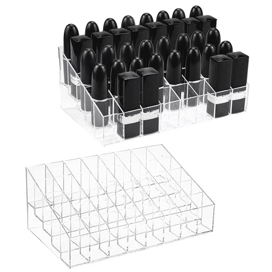 Hedume 2 Pack Lipstick & Makeup Organizer, 40 Slot Acrylic Cosmetic Display Case for Lipstick, Brushes, Bottles