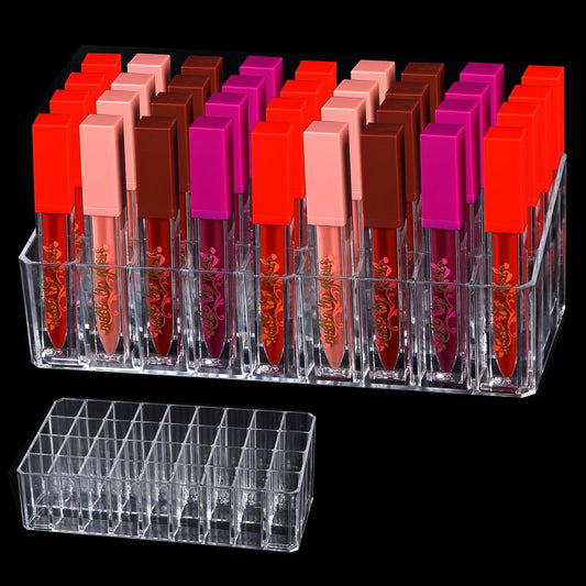 Acrylic Lip Gloss Holder & Rollerball Perfume Organizer for Compact Essential Oil Rollerball Perfume Holder, lipstick organizer Makeup Brush, Lip Balm Display 36 Slots Tubular Storage Display Cabinet