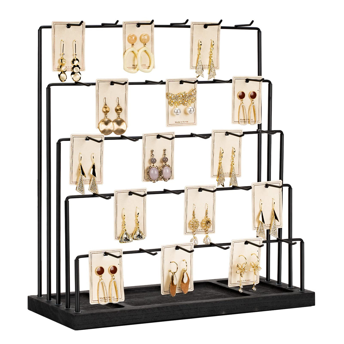 DGWJSU Earring Display Stands for Selling, Earring Rack Display Holder Stand, Jewelry Display for Selling Earring Cards, Bracelets, Hair Accessories, Rings, Necklaces (Rustic Brown, Common Size)