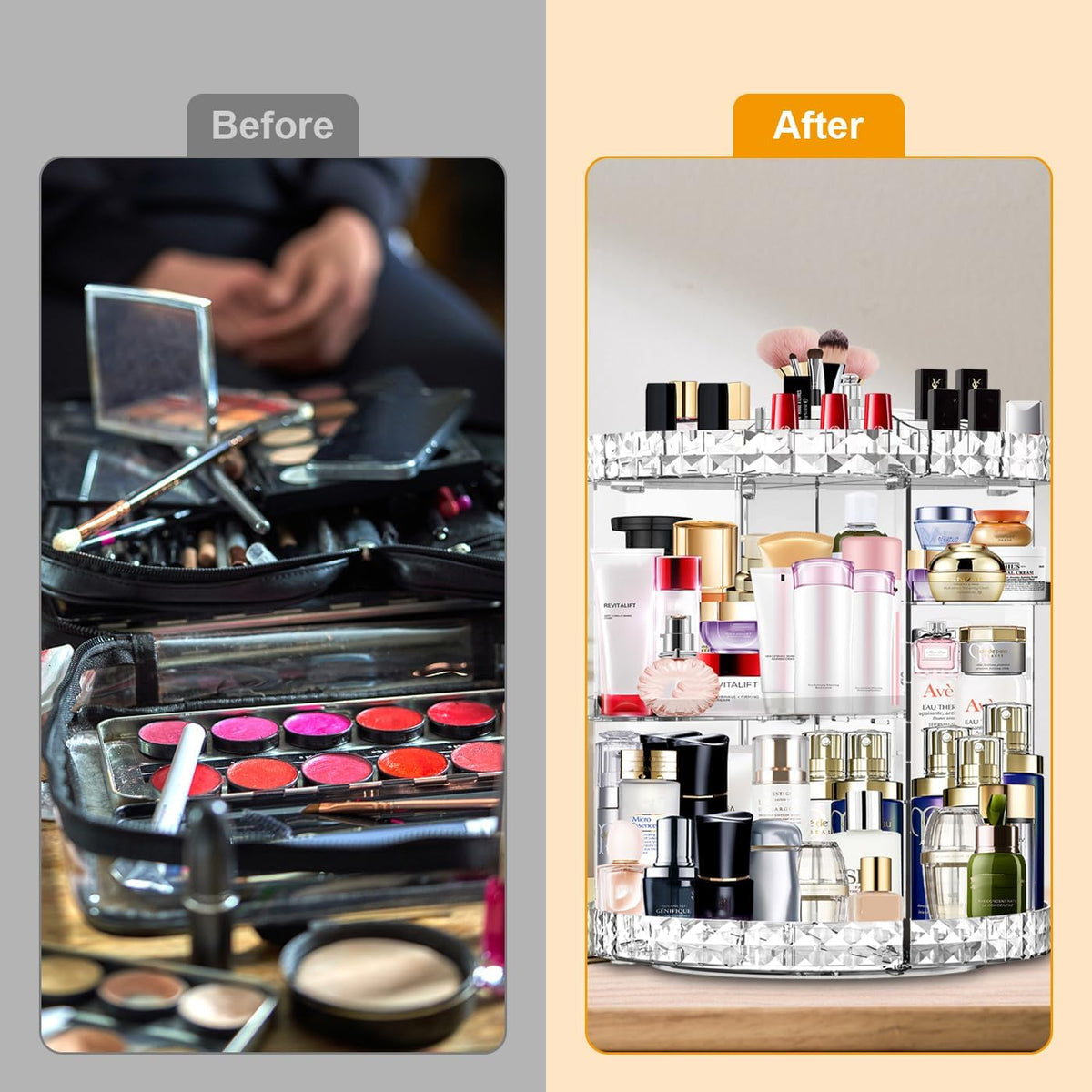 Makeup Organizer 360 Degree Rotating 7 Adjustable Layers Large Capacity Cosmetic Organizer Transparent Make Up Organizers and Storage