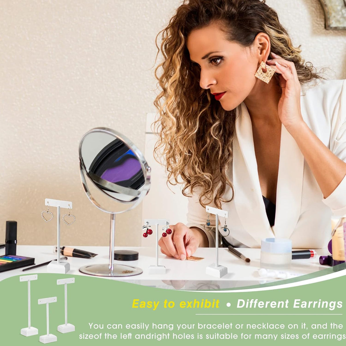 Marsui Earring Display Stands for Selling Set Wooden T Bar Jewelry Display Stand Holder for Necklaces Bracelet Showroom Trade