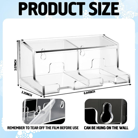 AceOrbit Clear Acrylic Lip Balm Dispenser with Lid, 2-compartment Wall Mount Organizer Holder Freestanding Countertop Display Stand for Storage Lipsticks Glosses Lip Balm Essential Oils