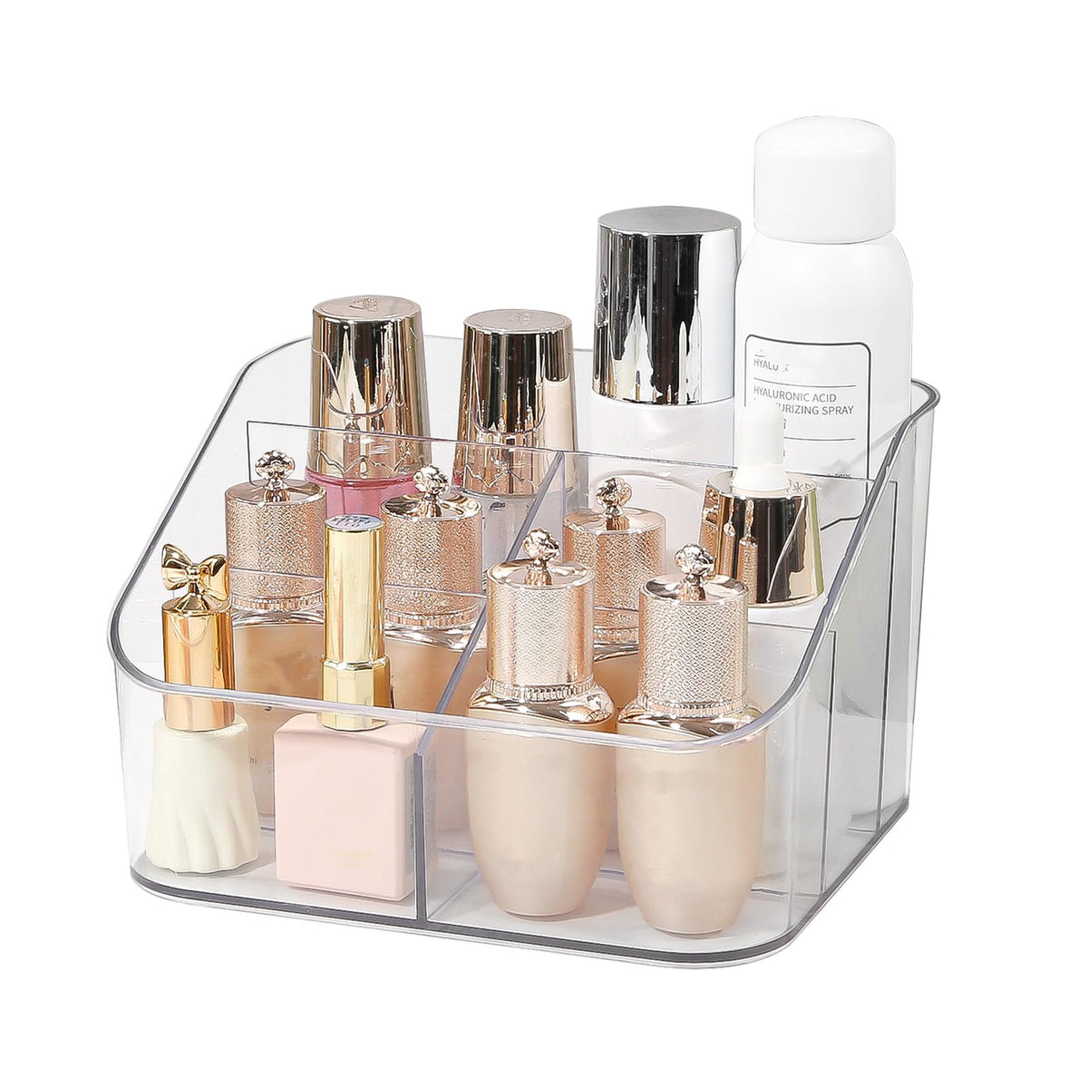 DASITON 3 Slots Makeup Brush Holder, Acrylic Make Up Brush Holder Organizer for Vanity, Bathroom Countertop, Small Makeup Organizer Brush Cup Cosmetic Brushes Storage, Pen Holder for Desk (Clear S)