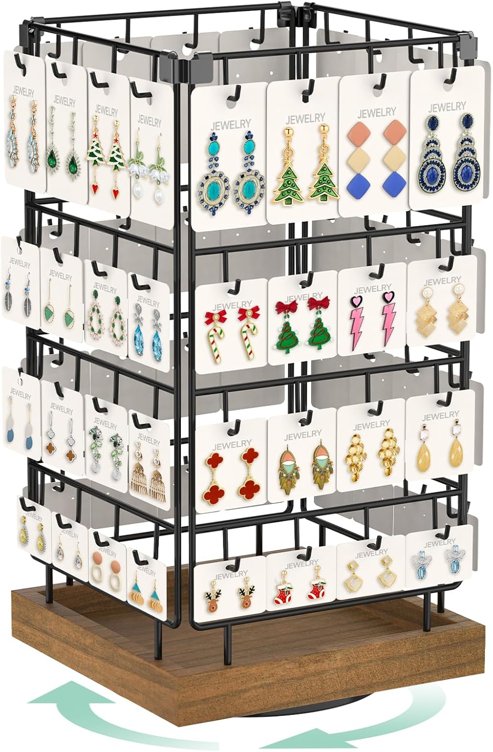 EsLuker.ly Rotating Earring Display Holder Stand for Vendors Selling, Brown