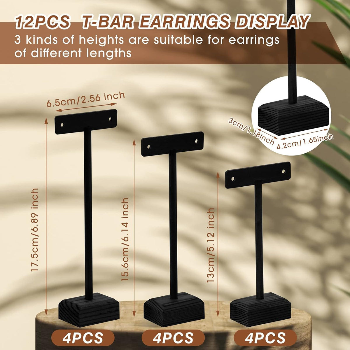 Marsui Earring Display Stands for Selling Set Wooden T Bar Jewelry Display Stand Holder for Necklaces Bracelet Showroom Trade