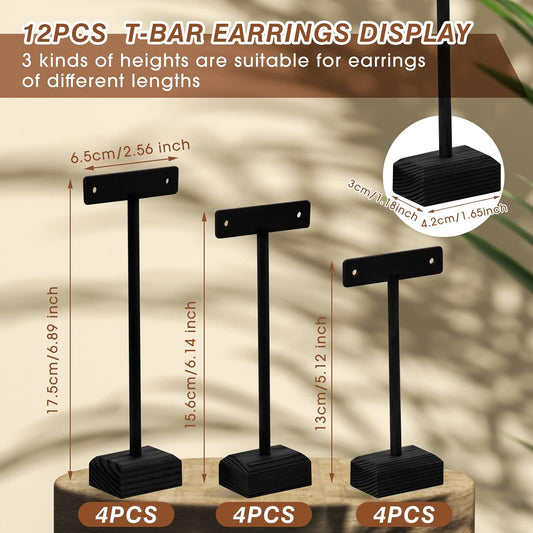 Marsui Earring Display Stands for Selling Set Wooden T Bar Jewelry Display Stand Holder for Necklaces Bracelet Showroom Trade