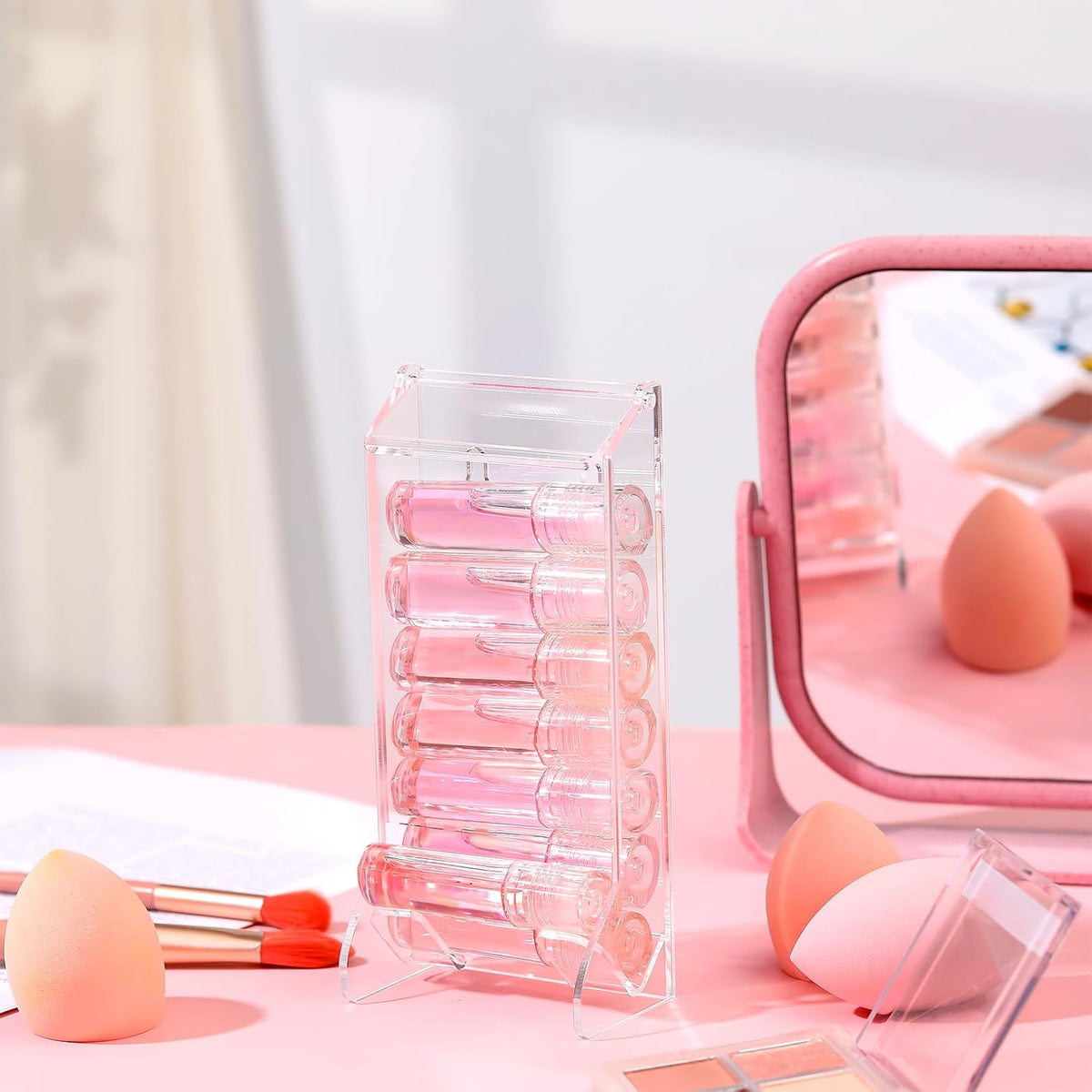 Weysat 2 Pcs Lip Balm Display Acrylic Automatic Dispenser Holder Organizer